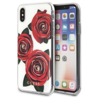 Guess Flower Desire Red Rose iPhone X Case - Transparent