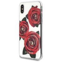 Guess Flower Desire Red Rose iPhone X Case - Transparent