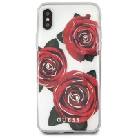 Guess Flower Desire Red Rose iPhone X Case - Transparent