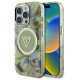Guess Glitter Flowers Triangle Buttons MagSafe case for iPhone 16 Pro green
