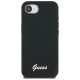 Guess Silicone Script Metal Logo MagSafe iPhone 16e Case - Black