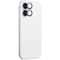 Amazingthing AR Aluminum 2 Lens Glass with Camera Lens Frame for iPhone 16 / 16 Plus - Pink