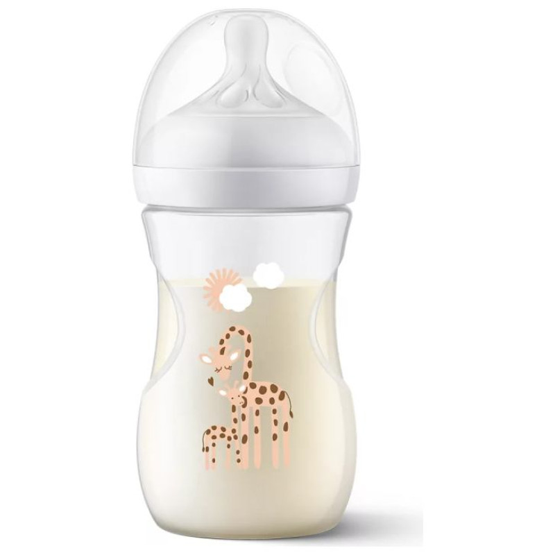 Philips Avent baro&scaron;anas pudelīte Natural Response Giraffe 260 ml, vidējas plūsmas knupītis, 1m+ - SCY903/66