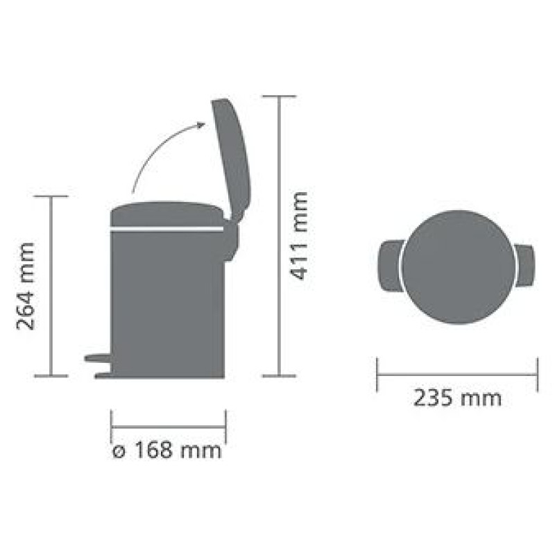 Brabantia atkritumu tvertne ar pedāli NewIcon, 3 l, Matt Black - 113321