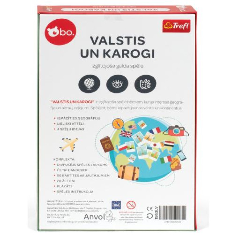 BO. Izglītojo&scaron;ā galda spēle "Valstis un karogi" (Latvie&scaron;u val.)