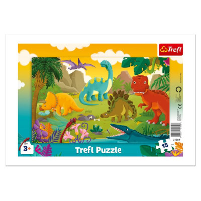 Trefl Puzle rāmītī Dinozauri, 15 gab.
