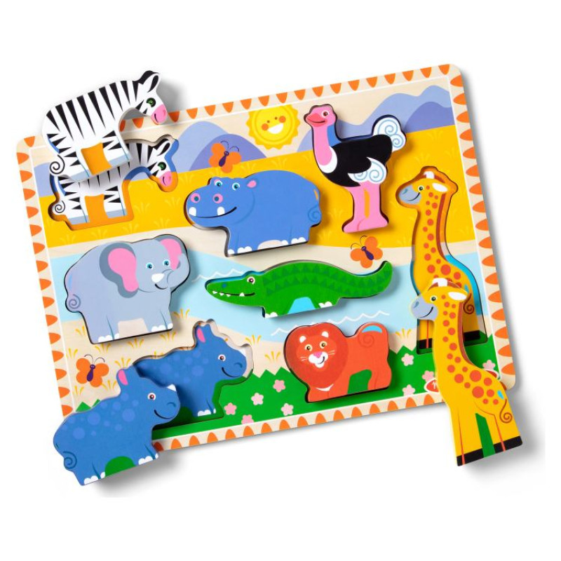Melissa & Doug Safari puzle ar lieliem gabaliem