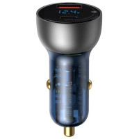 Baseus USB / USB Type C car charger 65 W 5 A SCP Quick Charge 4.0+ Power Delivery 3.0 LCD screen transparent (CCKX-C0A)