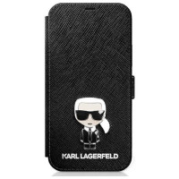 Karl Lagerfeld KLFLBKP12SIKMSBK iPhone 12 mini 5,4" czarny/black book Saffiano Ikonik Metal