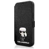 Karl Lagerfeld KLFLBKP12SIKMSBK iPhone 12 mini 5,4" czarny/black book Saffiano Ikonik Metal