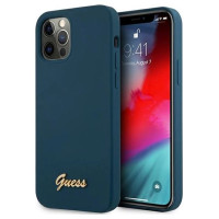 Guess GUHCP12LLSLMGBL iPhone 12 Pro Max 6.7" blue/blue hardcase Metal Logo Script