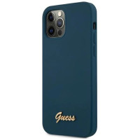 Guess GUHCP12LLSLMGBL iPhone 12 Pro Max 6.7" blue/blue hardcase Metal Logo Script