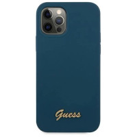 Guess GUHCP12LLSLMGBL iPhone 12 Pro Max 6.7" blue/blue hardcase Metal Logo Script