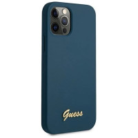 Guess GUHCP12LLSLMGBL iPhone 12 Pro Max 6.7" blue/blue hardcase Metal Logo Script