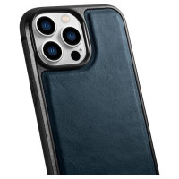 Icarer Leather Oil Wax case covered with natural leather for iPhone 14 Pro blue (WMI14220718-BU)