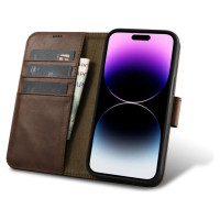 Icarer Oil Wax Wallet Case 2in1 Cover iPhone 14 Pro Max Leather Flip Cover Anti-RFID brown (WMI14220724-BN)