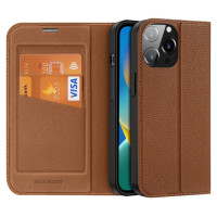 Dux Ducis Skin X2 case for iPhone 14 Pro Max case with magnetic flap brown