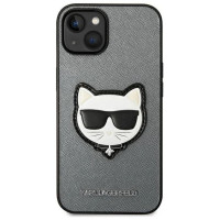 Karl Lagerfeld KLHCP14SSAPCHG iPhone 14 6,1" hardcase srebrny/silver Saffiano Choupette Head Patch