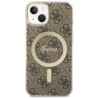 Guess Set Guess GUBPP14SH4EACSW Case+ Charger iPhone 14 6.1" brown/brown hard case 4G Print MagSafe