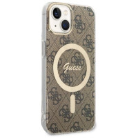Guess Set Guess GUBPP14SH4EACSW Case+ Charger iPhone 14 6.1" brown/brown hard case 4G Print MagSafe