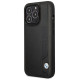 BMW Case BMW BMHCP14X22RBDK iPhone 14 Pro Max 6.7" black/black hardcase Leather Blue Dots