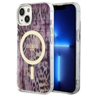 Guess Leopard MagSafe case for iPhone 14 - pink