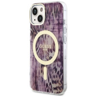 Guess Leopard MagSafe case for iPhone 14 - pink