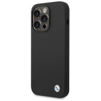 BMW Silicone Metal Logo iPhone 15 Pro Max Case - Black