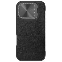 Nillkin Qin Prop Leather Case with Camera Cover and Stand for iPhone 16 Pro Max - Black