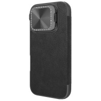 Nillkin Qin Prop Leather Case with Camera Cover and Stand for iPhone 16 Pro Max - Black