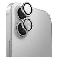Uniq Optix Aluminum Camera Lens Protector iPhone 16 6.1" / 16 Plus 6.7" white shimmer camera lens glass with applicator