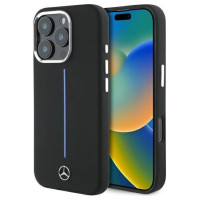 Mercedes Silicone Blue Stripe MagSafe iPhone 16 Pro Case - Black