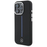 Mercedes Silicone Blue Stripe MagSafe iPhone 16 Pro Case - Black