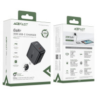 Acefast A23 30W GaN USB-C US Wall Charger - Black
