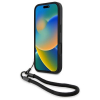 BMW Signature Leather Wordmark Cord Case for iPhone 16 Pro Max - Black