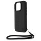 BMW Signature Leather Wordmark Cord Case for iPhone 16 Pro Max - Black