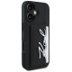 Karl Lagerfeld HC Grained PU Cardslot Metal Signature iPhone 16 Case - Black