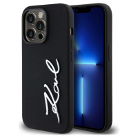 Karl Lagerfeld Silicone Metal Script Logo Case for iPhone 14 Pro Black