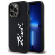 Karl Lagerfeld Silicone Metal Script Logo Case for iPhone 14 Pro Black