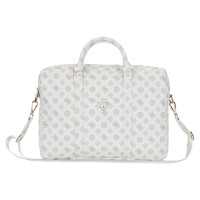 Guess 4G Peony Front Pocket Zipper Triangle Logo Laptop Bag 16" - White