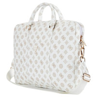 Guess 4G Peony Front Pocket Zipper Triangle Logo Laptop Bag 16" - White