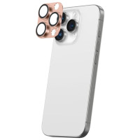 Amazingthing Aviation-Grade Alloy Tempered Glass Lens for iPhone 16 Pro / 16 Pro Max Camera Lens - Rose Gold