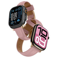 Amazingthing Class Band Leather Strap for Apple Watch 45 / 46 / 49 mm - Pink
