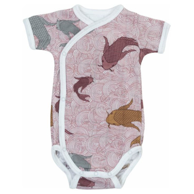 Lodger Romper Empire Fish kokvilnas bodijs ar īsām piedurknēm, Nocture, 68 cm - RF 077_68