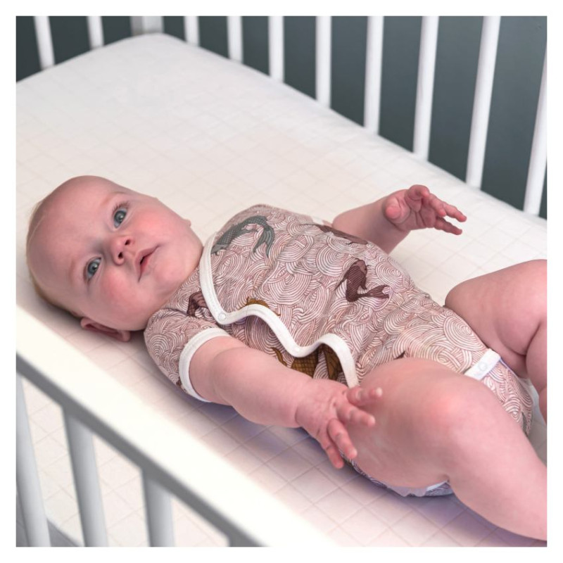 Lodger Romper Empire Fish kokvilnas bodijs ar īsām piedurknēm, Nocture, 68 cm - RF 077_68