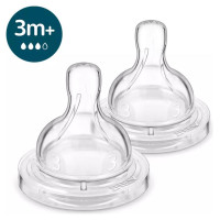 Philips Avent Pretkoliku barošanas pudeļu silikona knupīši, vidēja plūsma, 3M+ (2 gab.) - SCY763/02