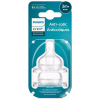 Philips Avent Pretkoliku barošanas pudeļu silikona knupīši, vidēja plūsma, 3M+ (2 gab.) - SCY763/02