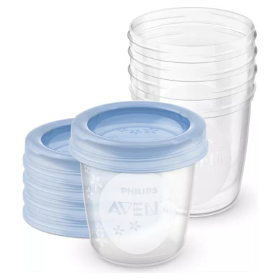 Philips Avent trauki ar vāciņiem krūts piena/ēdiena uzglabā&scaron;anai 180 ml (5gab) - SCF619/05