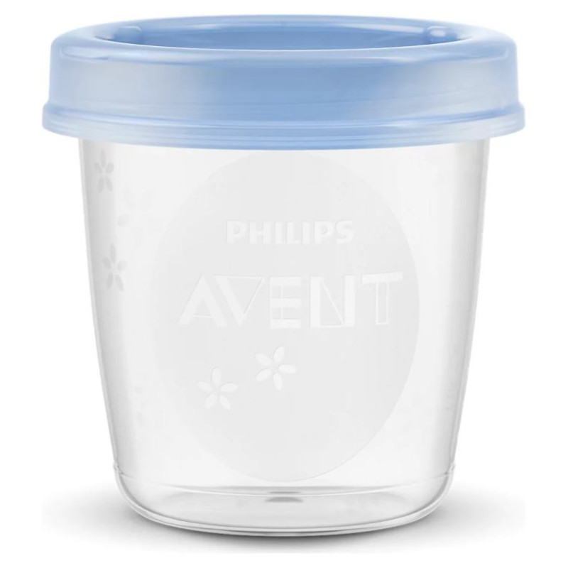 Philips Avent trauki ar vāciņiem krūts piena/ēdiena uzglabā&scaron;anai 180 ml (5gab) - SCF619/05