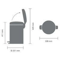Brabantia atkritumu tvertne ar pedāli NewIcon, 12 l, Matt Steel - 113604